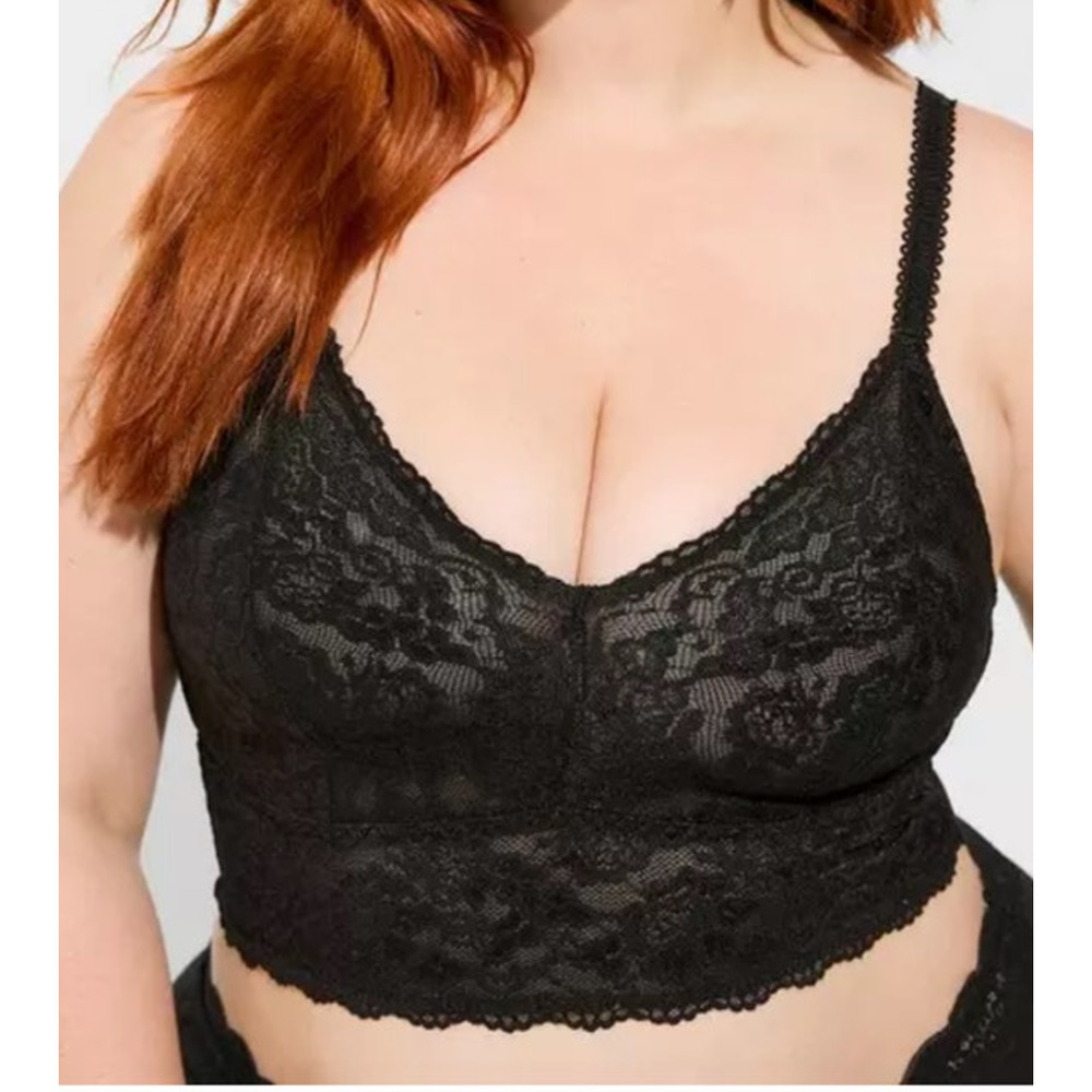 NWT Unlined Sheer Lace Crop Bralette Dark Romantic Whimsigoth Stretch Plus 3X - Picture 1 of 13